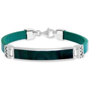 EFFY Sterling Silver & Leather Bracelet with Malachite